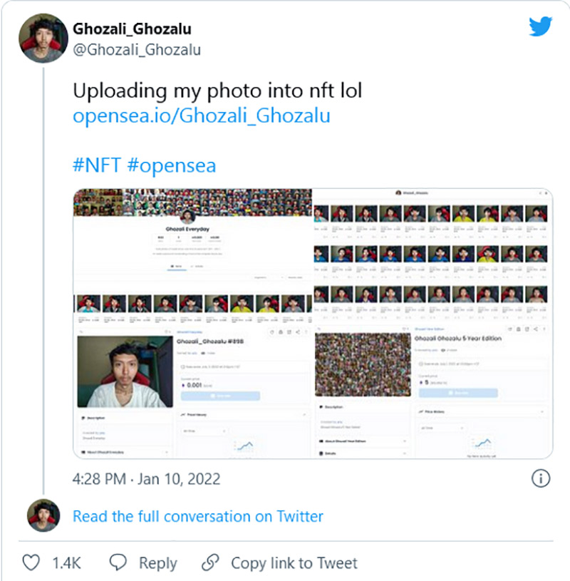 فروش ۱ میلیون دلاری سلفیهای یک جوان در OpenSea