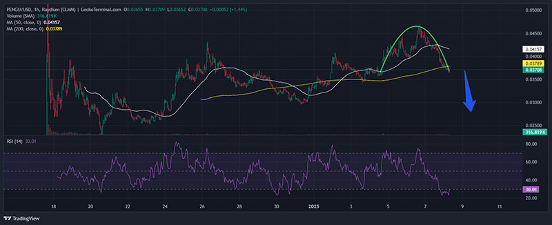 نمودار قیمت توکن PENGU